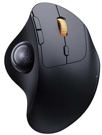 ProtoArc EM04 Souris Trackball, Ergonomique Bluetooth Rollerball Souris sans Fil, Rechargeable, ContrôLe du Pouce, Connexion De 3 Appareils, Compatible PC,Pad,Mac,Windows