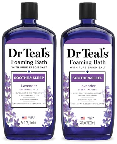 Dr Teal's Foaming Bath with Pure Epsom Salt, Soothe & Sleep with Lavender, 34 fl oz (Pack of 2)