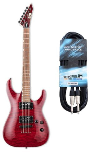 ESP LTD MH-200QM NT STBC E-Gitarre Black Cherry + keepdrum Klinken-Kabel
