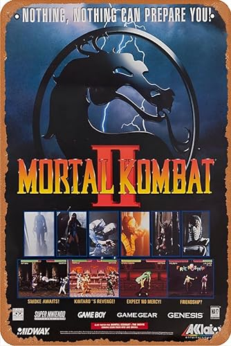 Mortal Kombat Blechschild, Metallschild, Vintage-Metall-Poster, Wanddekoration, mehrfarbig, 20,3 x 30,5 cm