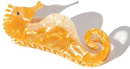 Nordstral Haarklammer Seepferdchen Gold - Haarklammer groß in 10,5 x 3 cm, Haarspangen Damen und Haarspangen Mädchen