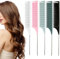 Peine Para Mechas de Pelo 5 Piezas Eine de Cola de Acero Inoxidable 5 Colores Peine Cola de Rata, Peine Mechas Peine de Peluqueria Peine Antiestático Para Jaspear y TeñIr Para Hombres y Mujeres
