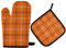 Ofenhandschuhe Topflappen Set Orange Kariertes Modernes Orange Grillhandschuhe Wasserfeste Ofenhandschuhe Kitchen Topfhandschuhe, Für Backen, Küche, Grillen