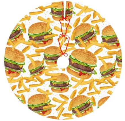 Weihnachtsbaumrock mit Hamburger-Pommes-Pommes-Frites, 76,2 cm, Weihnachtsbaumschmuck, Weihnachtsdekoration für den Außenbereich, Weihnachtsdekoration für den Innenbereich für Baum, Herbst, Baumrock
