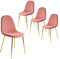 PraTiKo Life Sedia Poltrona in Velluto Morbido, Sala da Pranzo Cucina, Gambe in Metallo Oro, Seduta Ergonomica Design Moderno (4pezzi Rosa Cipria)