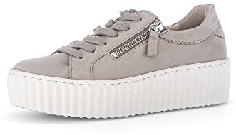 Gabor Damen Low-Top Sneaker, Frauen Halbschuhe,Laufschuhe,schnürschuhe,schnürer,Plateausohle,straßenschuhe,leinen (Creme),44 EU / 9.5 UK