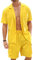 Fastkoala Homme Ensemble Sets Ete Tenues Survêtement Costumes Plage Vacances Bouton Lapel Chemises et Shorts 2 Pcs Jaune M