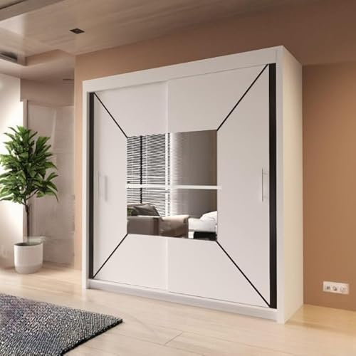 ZIUSA Sliding Door Wardrobe For Bedroom - (White, 150CM)
