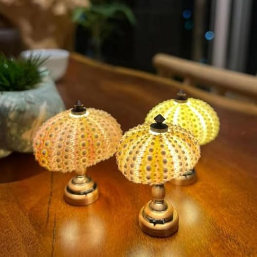 LOGT Seeigel-Nachtlicht DIY Sea Urchin Night Light Materialsatz, Mini Seeigel Licht, Handgemachte Tischlampe, Vintage Nachttischlampe, Kunsthandwerk für Kinderzimmer, Schlafzimmer, Schlafsaal,3pcs
