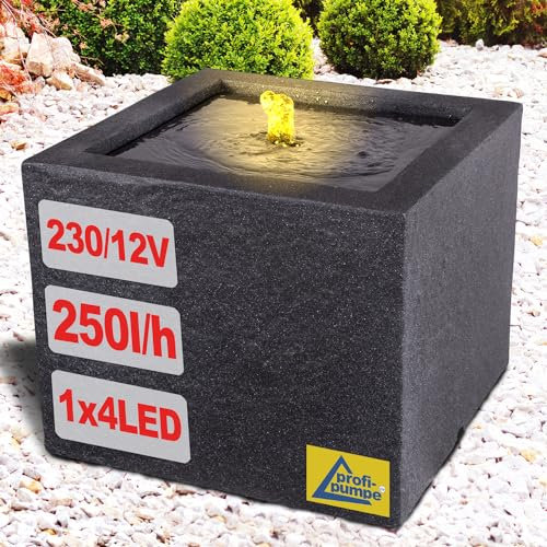 Gartenbrunnen Brunnen Zierbrunnen Zimmerbrunnen Springbrunnen Brunnen mit LED-Licht 230V Wasserfall Wasserspiel für Garten, Gartenteich, Terrasse, Balkon