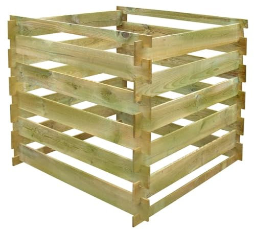 Rantry Bidone per Compost a Doghe 0,54 m3 in Legno Quadrato, Decorazione da Mobili, Mobili da Interni/Esterni per Soggiorno Ufficio