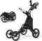 COSTWAY Golf Trolley, 4 Rad Golftrolley, Golfwagen klappbar, Golfcaddy aus Aluminum, Golfcaddy mit Schirmhalter, T-Stückhalterung und Aufbewahrungstasche (Grau)