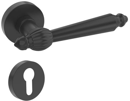 Amerdeco Türgriff Set aus Aluminiumlegierung Schwarz Türdrücker Innentüren türklinke drückergarnitur türbeschlag türdrücker Türbeschlag Drückergarnitur Zimmertüren UK0073