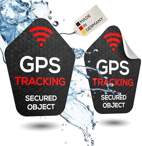 TinyTag® 2X Hinweis-Aufkleber für GPS Tracker - Wetterfester Warn-Sticker als Diebstahlschutz für Dein Fahrrad, eBike, Auto, Motorrad & Koffer - Bombenfest & langlebig | Fahrrad Aufkleber (2er Pack)