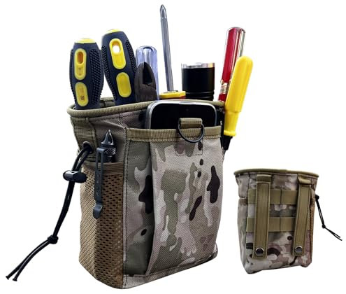 Small Tool Pouch,Utility Tool Bag, Small Toolbox, Screw Driver, Plier Organizer, Flashlight Holster and Knife Holder, Tool Belt Pouches for Electrician,Contractor,Plumber,Carpenter,Home Use(camo)