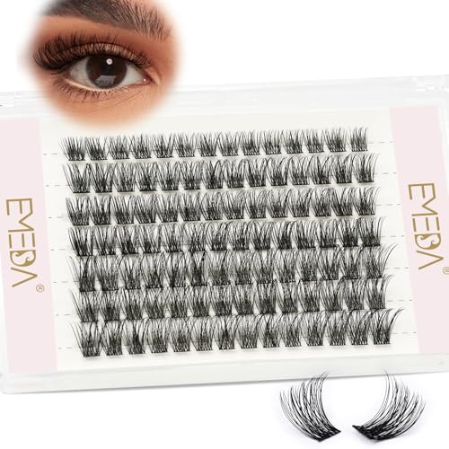 Natural and Fluffy Cluster Lashes 10mm D Curl DIY Lash Clusters Individual Eyelash Extensions at Home Soft and Short Looking Cluster Eyelashes (EME133 10mm)