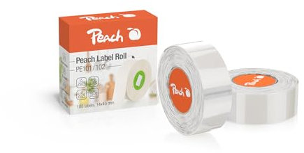 Peach 3X Thermoetikettenband tansparent - 14x40mm - 180 Etiketten pro Rolle - selbstklebendes Thermopapier für PE110 Etikettendrucker - angepasstes Etikettendruckpapier PE102A