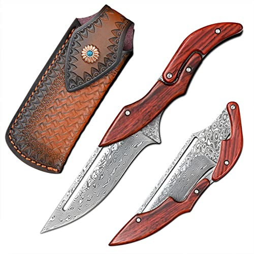 SDOKEDC Messer VG10 Damast Stahl Taschenmesser Klappmesser für Männer EDC Camping Outdoor (SD604C)