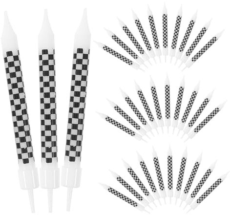 ibasenice 36st Schwarz-weiß Karierte Kerze Geburtstagstorte Kerzen Alles Zum Geburtstag Kerzen Für Kuchen Rennwagen-geburtstagskerzen Auto-geburtstagsdekorationen Für Jungen Wachs