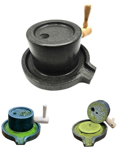Mulino a Pietra 6kg Macina Polvere Matcha Pesante per Uso Domestico, Piccolo Macina in Pietra Decorativa Vintage, Facile da Pulire Mulino per Cereali a Mano in Pietra Blu Naturale