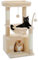 PAWZ Road Cat Tree for Indoor Cats with Super Large Condo, Cat Tower with Scratching Post, Large Hammock, Dangling Ball and Top Perch, 79cm Beige