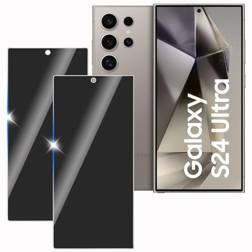 KULAIKE【2 Piezas Protector Pantalla Privacidad para Samsung galaxy S24 Ultra,Cristal Templado Anti Espía,Sin Burbujas,Anti-Espía Vidrio Película,Privacy Screen Protector,9H Dureza,Anti-Arañazo