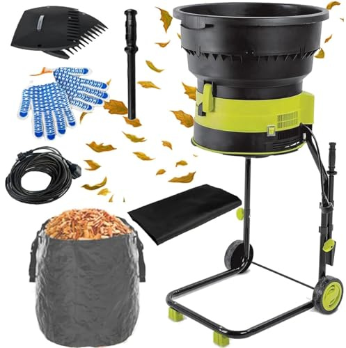 2500W Elektrischer Laubhäcksler Ohne Messer,Kabelgebundener Häcksler Für Garten 8.000 U/Min,Zerkleinert Bis Zu 208 Liter Laub Pro Minute,Für Laub,Gras Und Gartenschnitt,Powercord×50m