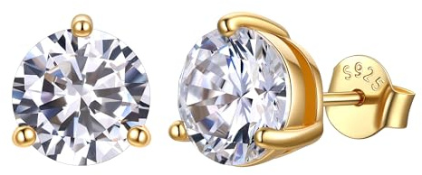 JustBeingCute Ohrringe Gold 585 Vergoldet Ohrstecker Silber 925 Zirkonia | Ohrstecker Gold mit Stein Geburtsstein Rot Grün Hypoallergen Stecker Schmuck Damen Geschenk für Frauen 4/5/6/6.5/7.5/8 mm