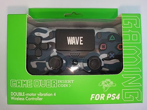 Générique Manette sans Fil WAVE PS4 – Bluetooth – Double Vibration – Camouflage Bleu – Batterie Rechargeable – Modèle WA-149