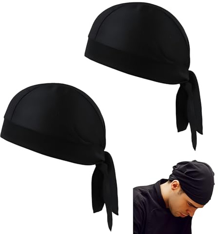 Terraxis 2 Pezzi Bandana Cuoco, Cappellino da Chef, Chef Hat Regolabile, Cappelli Bandana Unisex, Cappello da Cuoco Nero, per Adulti, Ristoranti, Panetterie, Bar, Supermercati, Hotel, Sport
