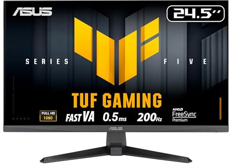 ASUS TUF Gaming Series 5 - VG257Q5A Gaming Monitor – 24.5-inch, Full HD(1920x1080), 200Hz, ELMB SYNC, 0.5ms GTG (min.), Stereo speaker, DisplayWidget Center, Gaming AI