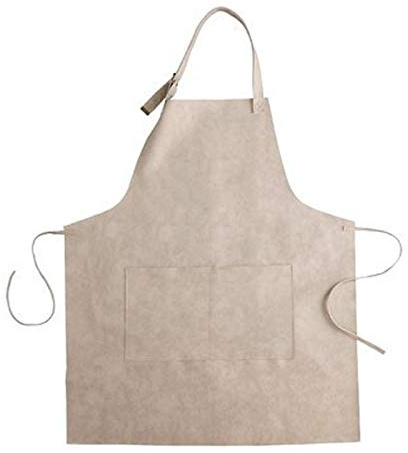 Delantal de Cuero para cocinar y Hornear, Impermeable y a Prueba de Aceite, para Restaurante, para Mujer, sin Mangas (Beige)