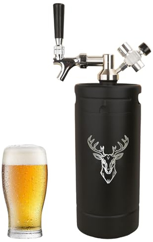 Beer Growler Tap System, mini barril portátil dispensador de cerveza con difuminador plegable e indicador de presión, acero inoxidable, criador de cerveza controlada a presión, anillo a prueba de