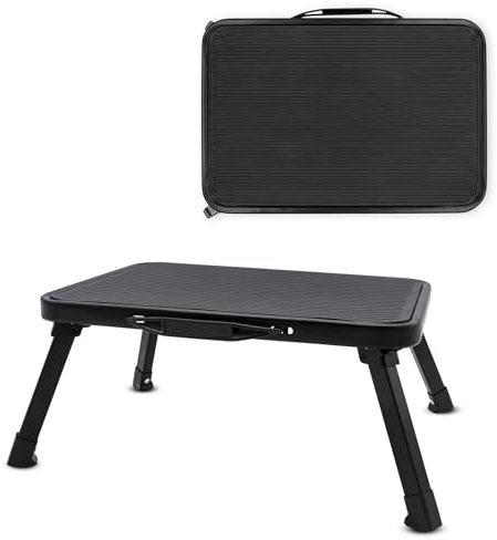 Klapptritt mit Tragegriff aus Stahl schwarz 38 x 26,5 cm bis 150 kg | Antirutsch, Badezimmer Tritthocker, Für Senioren und Kinder, Aufstiegshocker Hochstufe
