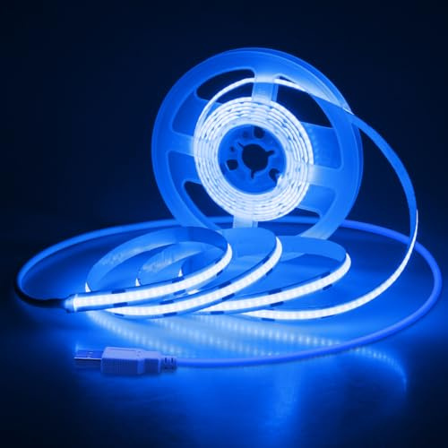Aclorol Blue LED Strip Lights 2M 640LEDs 5V USB Rope Light for TV Backlight | LED Flexible Tape Lights for Bedroom Living Room Party DIY Lighting, with Self-Adhesive, 8mm Width, CRI85+, Easy to Use