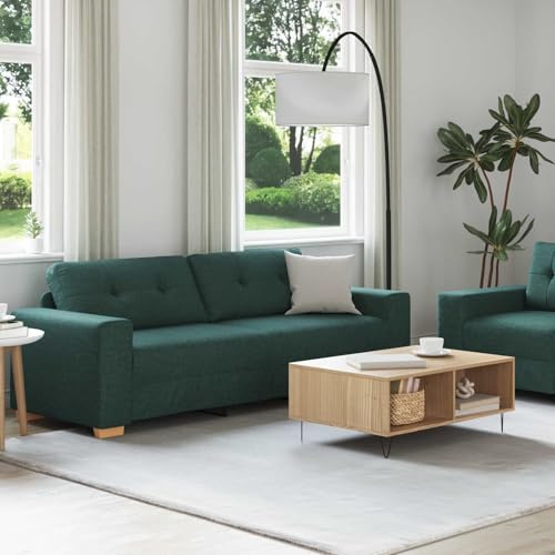Teenpull Sofa 2er & 3er Set Grün Leinenmischgewebe, Modernes Design, Langlebiger Metall- & Sperrholzrahmen, Atmungsaktive Polsterung für Wohnzimmer, Vielseitige Sitzlösung