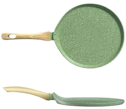 Padella For Crêpes, Padella Antiaderente Con Manico In Legno, Padella For Frittata, Padella For Bistecche, Utensili Da Cucina, Piastra For Crêpes A Induzione(Green 8 inch)