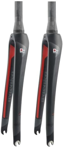 SXSHEYS Fourche Rigide en Fibre de Carbone pour vélo de Route 700C, axe traversant 28,6 mm, Tube Droit 1-1/8, axe Conique 1-1/2, Fixation Rapide pour Freins C, axe traversant 9 x 100 mm.