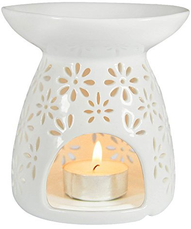 ToiM Vase Shaped Ceramic Hollowing Floral Aroma Lamp Candle Warmers Fragrance Warmer Oil Diffuser Essential Oil Lamp Aromatherapy Furnace Incense Burner Wax Melt Warmer Aroma Burner (White)