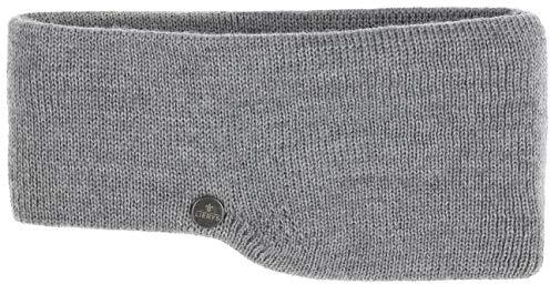 LIERYS Fine Merino Stirnband Damen/Herren/Kinder (7,5-10 cm breit) - Made in Germany - mit Merinowolle - Ohrenwärmer gefüttert mit Baumwolle - One Size (53-60 cm) - Herbst/Winter grau One Size