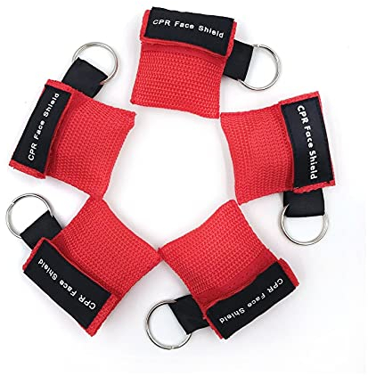 CPR Maske Schlüsselanhänger Ring Emergency Kit Rescue Face Shields mit Einweg-Ventil Atem Barriere für Erste Hilfe oder AED Training (5)