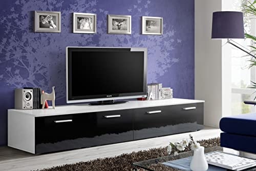 ASM Banc TV - Duo - 200 Cm X 35 Cm X 45 Cm - Blanc Et Noir