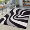 TT Home Wohnzimmer Teppich Moderner Kurzflor 3D Optik Geometrisches Wellen Design, Farbe:Schwarz, Größe:80x150 cm