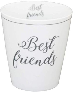 Krasilnikoff - Becher, Tasse - Happy Mugs - Best Friends - ca. 330 ml - Höhe: 10 cm - weiß/grau