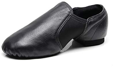 DoGeek Jazzschuhe Damen Tanzschuhe Mädchen aus Weichem Leder Dance Schuhe Geteilter Sohle für Kinder und Erwachsener (Bitte wählen Sie Zwei größere Größe) 43EU, Schwarz