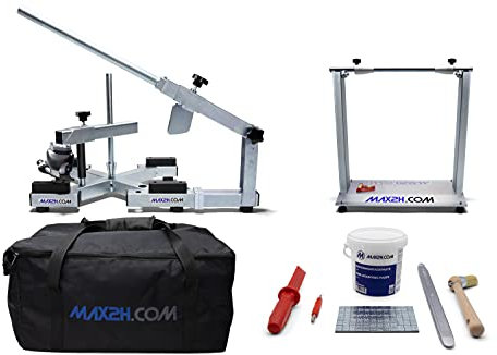 MAX2H Reifenmontiergerät EVOX für Motorräder inkl. Wuchtbock, Starterpaket mit grauen Klebegewichten & Tasche – Profi Reifenmontage Motorrad