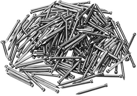 sourcing map Finishing Nails Hand-Drive Hardware Carbon Steel Nail 28mm 1.1-inches 100pcs, Silver