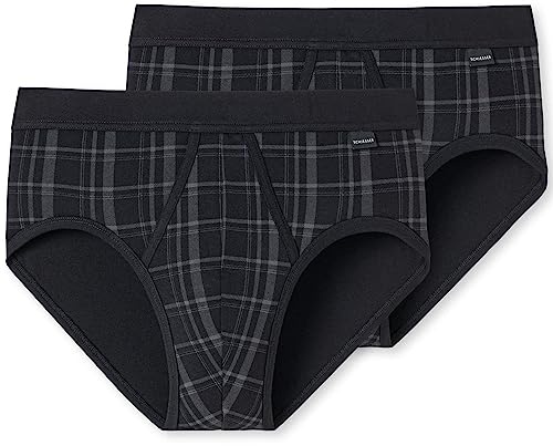 Schiesser Herren 2 Pack Sportslip mit Eingriff - Classic, schwarz_172691, 9/ 3XL