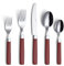 Annova 20-teiliges Edelstahl-Besteck-Set – farbige Griffe – 4 x Menuegabeln, 4 x Salatgabeln, 4 x Menümesser, 4 x Esslöffel, 4 x Teelöffel – Service für 4 (Rot)
