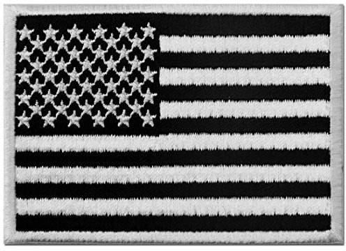 Taktische amerikanische Flagge Bestickter Aufnäher mit Haken- und Flauschbänder, Weiß schwarz